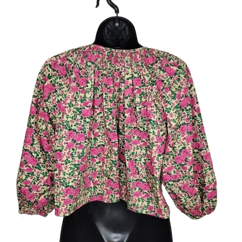 Zara Bloom into style floral long sleeve crop top size Xs